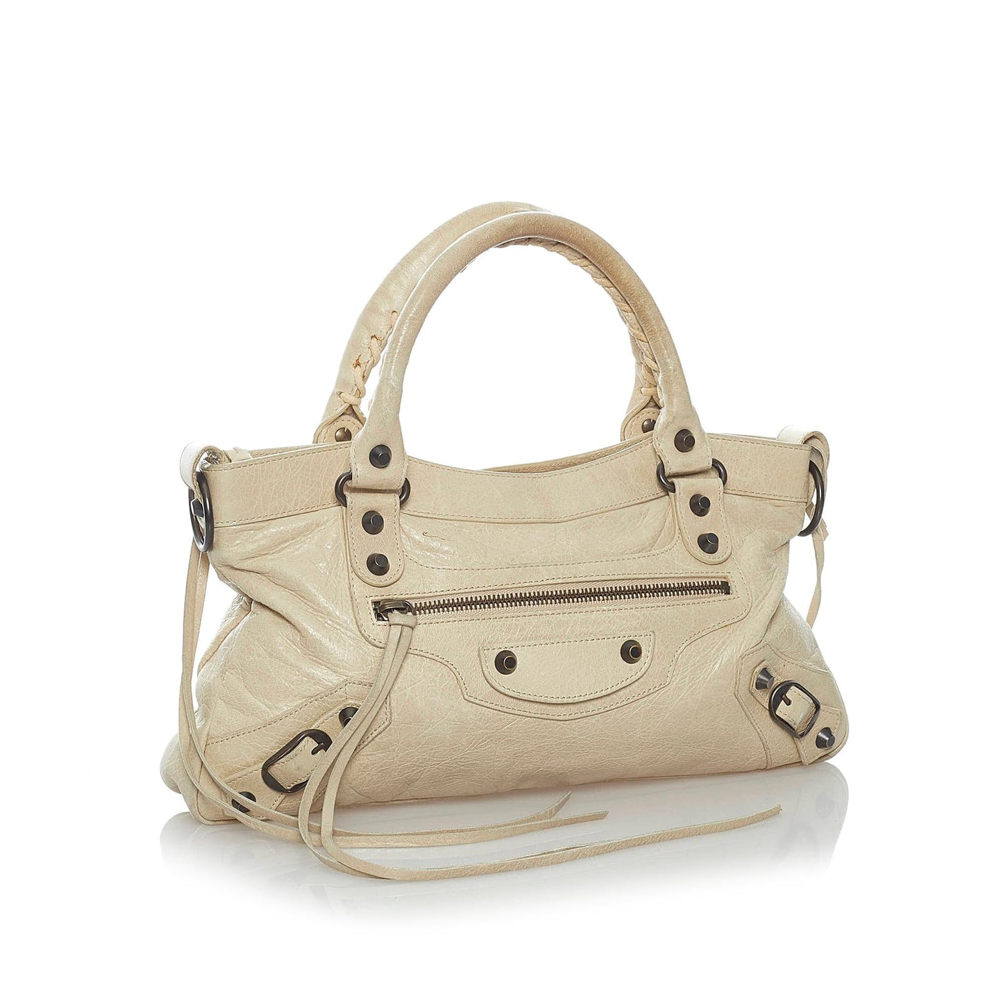 Luxury Balenciaga Motocross Classic First Lambskin Leather Satchel (SHG-30598)