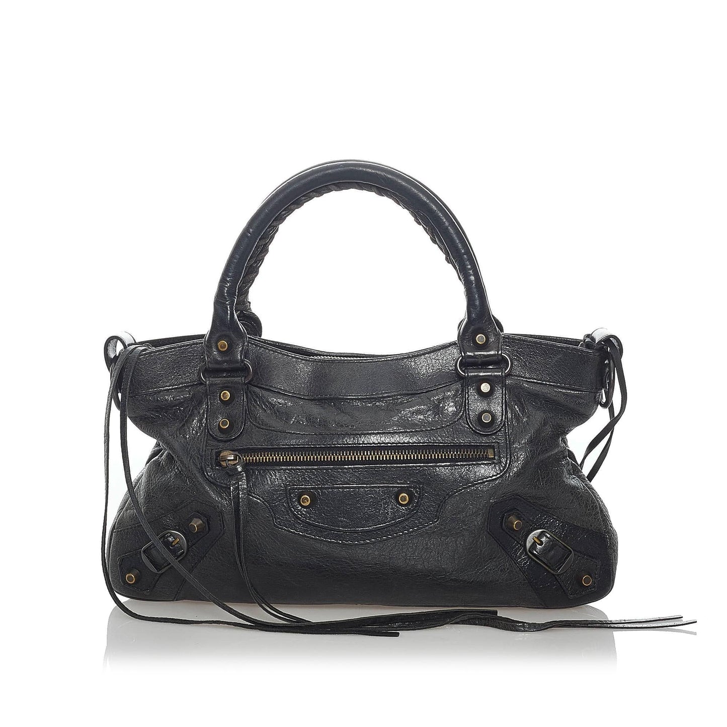 Luxury Balenciaga Motocross Classic First Lambskin Leather Satchel (SHG-32814)