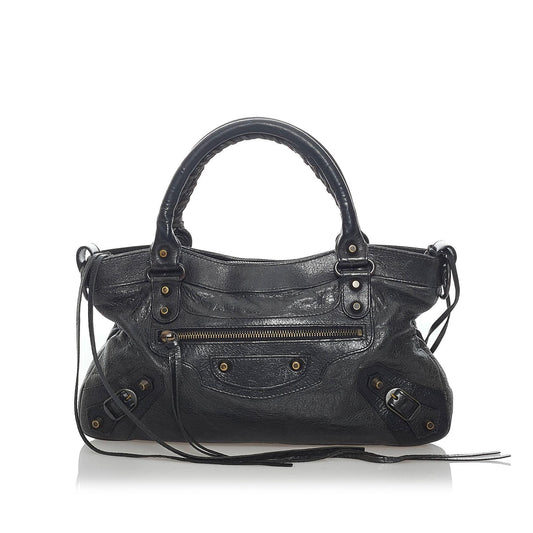 Luxury Balenciaga Motocross Classic First Lambskin Leather Satchel (SHG-32814)
