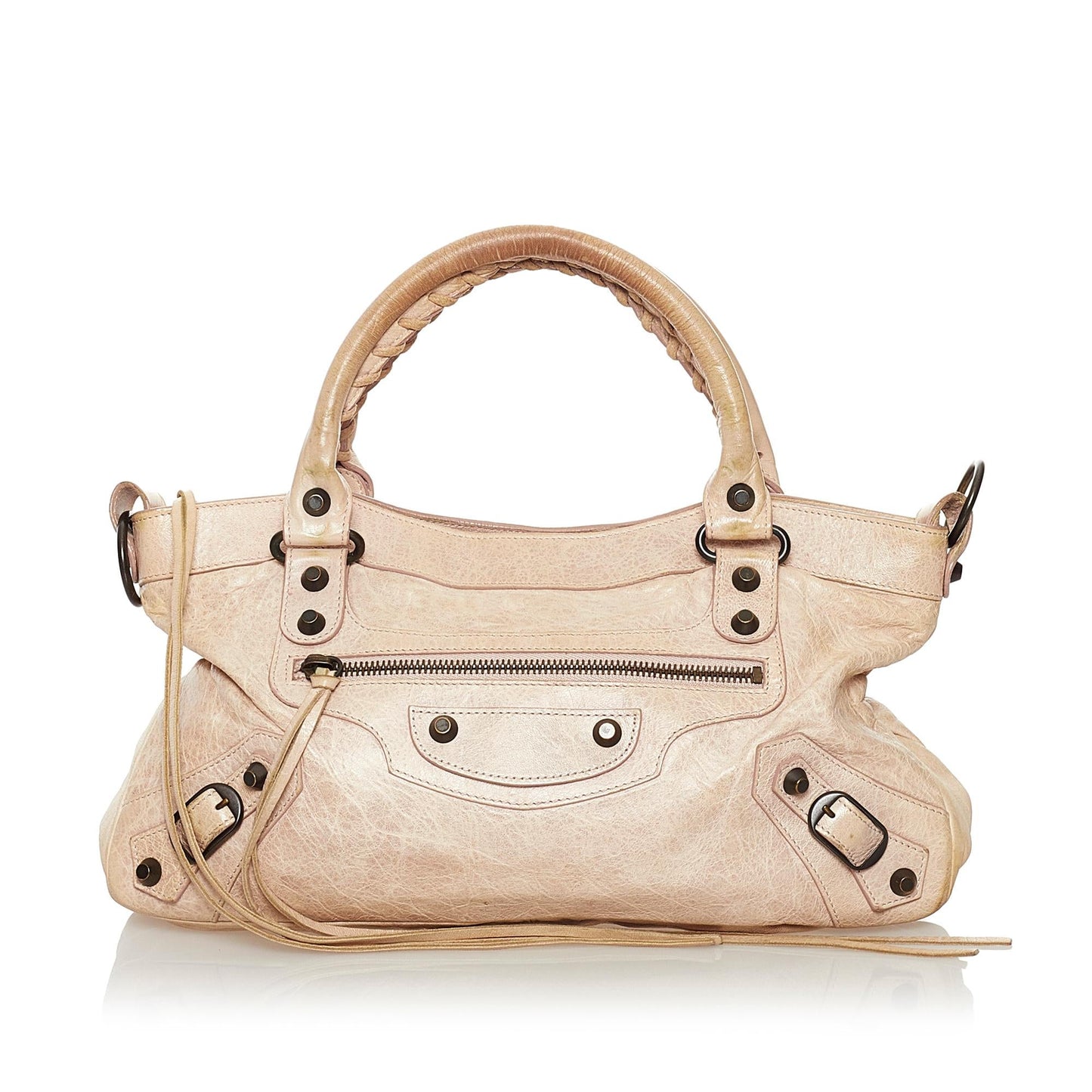 Luxury Balenciaga Motocross Classic First Lambskin Leather Satchel (SHG-33550)