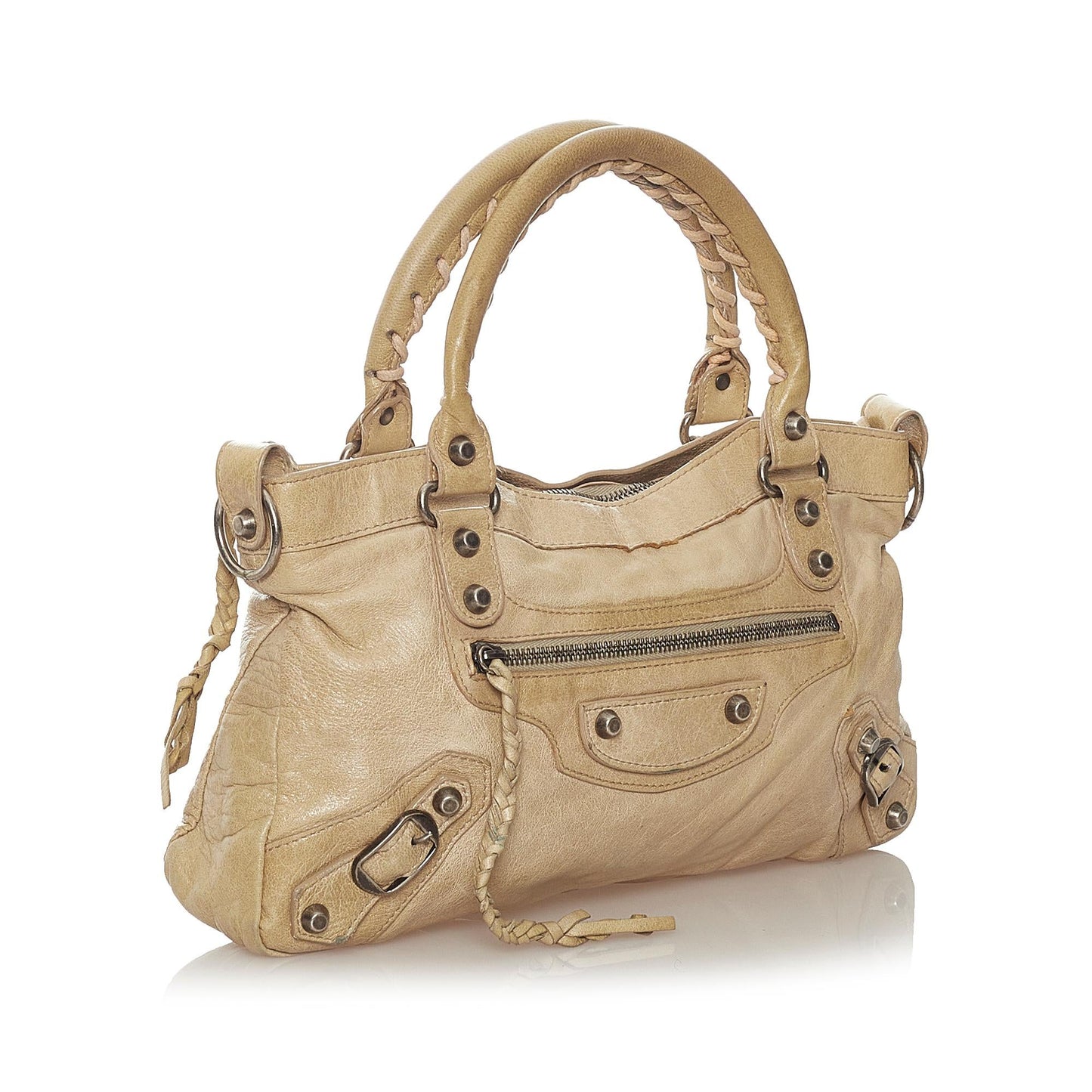 Luxury Balenciaga Motocross Classic First Lambskin Leather Satchel (SHG-34047)