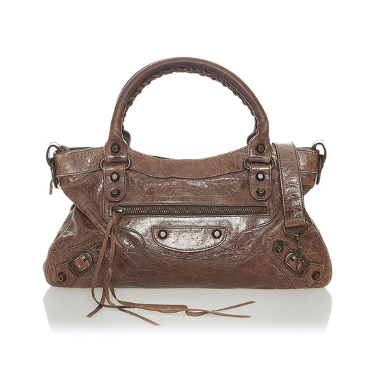 Luxury Balenciaga Motocross Classic First Lambskin Leather Shoulder Bag (SHG-28142)