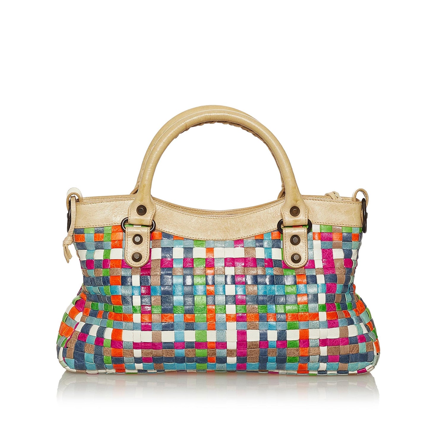Luxury Balenciaga Motocross Classic First Woven Leather Satchel (SHG-29054)