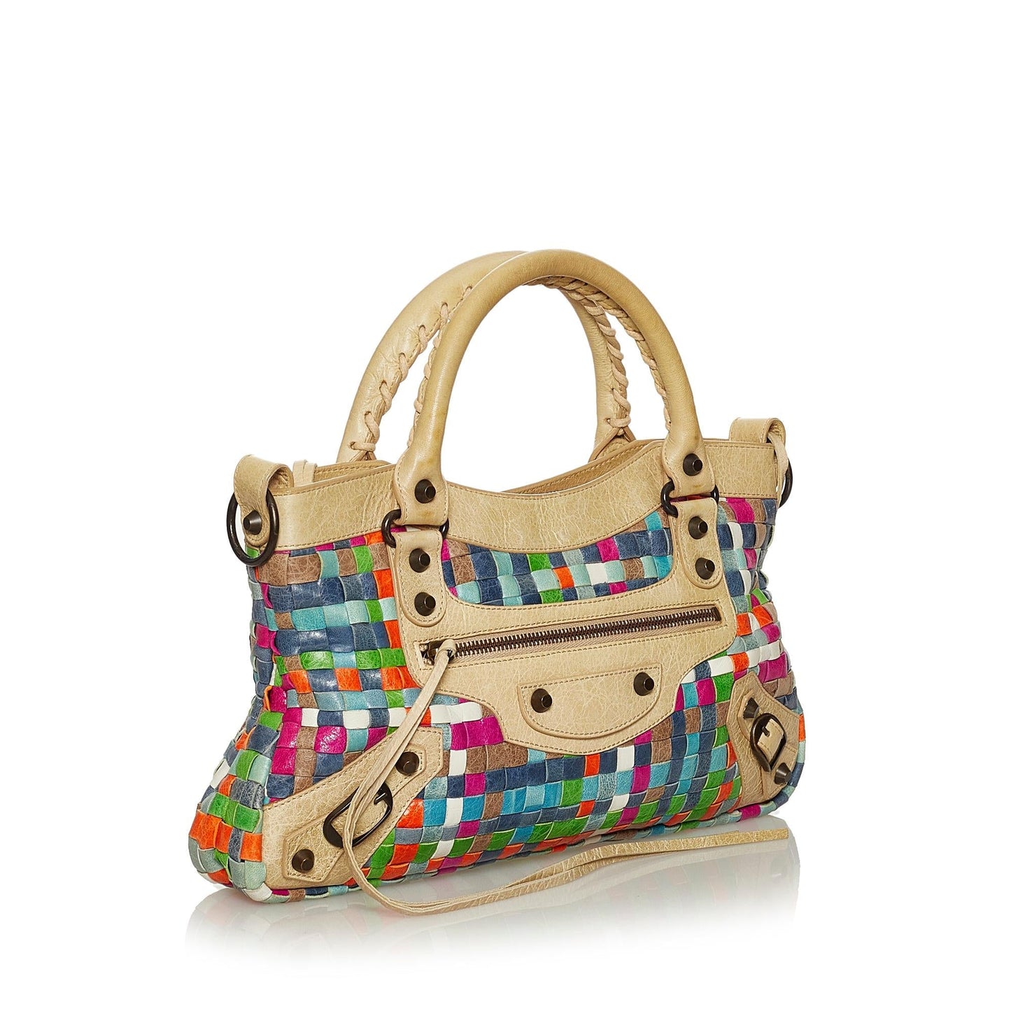 Luxury Balenciaga Motocross Classic First Woven Leather Satchel (SHG-29054)