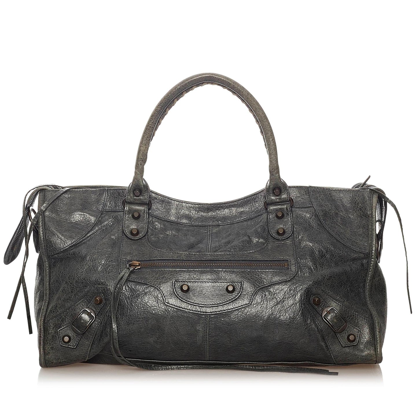 Luxury Balenciaga Motocross Classic Part Time Lambskin Leather Satchel (SHG-27855)