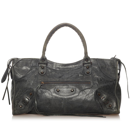 Luxury Balenciaga Motocross Classic Part Time Lambskin Leather Satchel (SHG-27855)