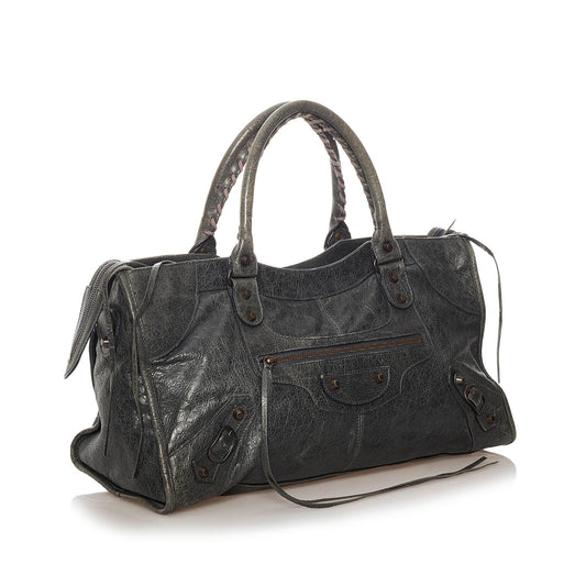 Luxury Balenciaga Motocross Classic Part Time Lambskin Leather Satchel (SHG-27855)