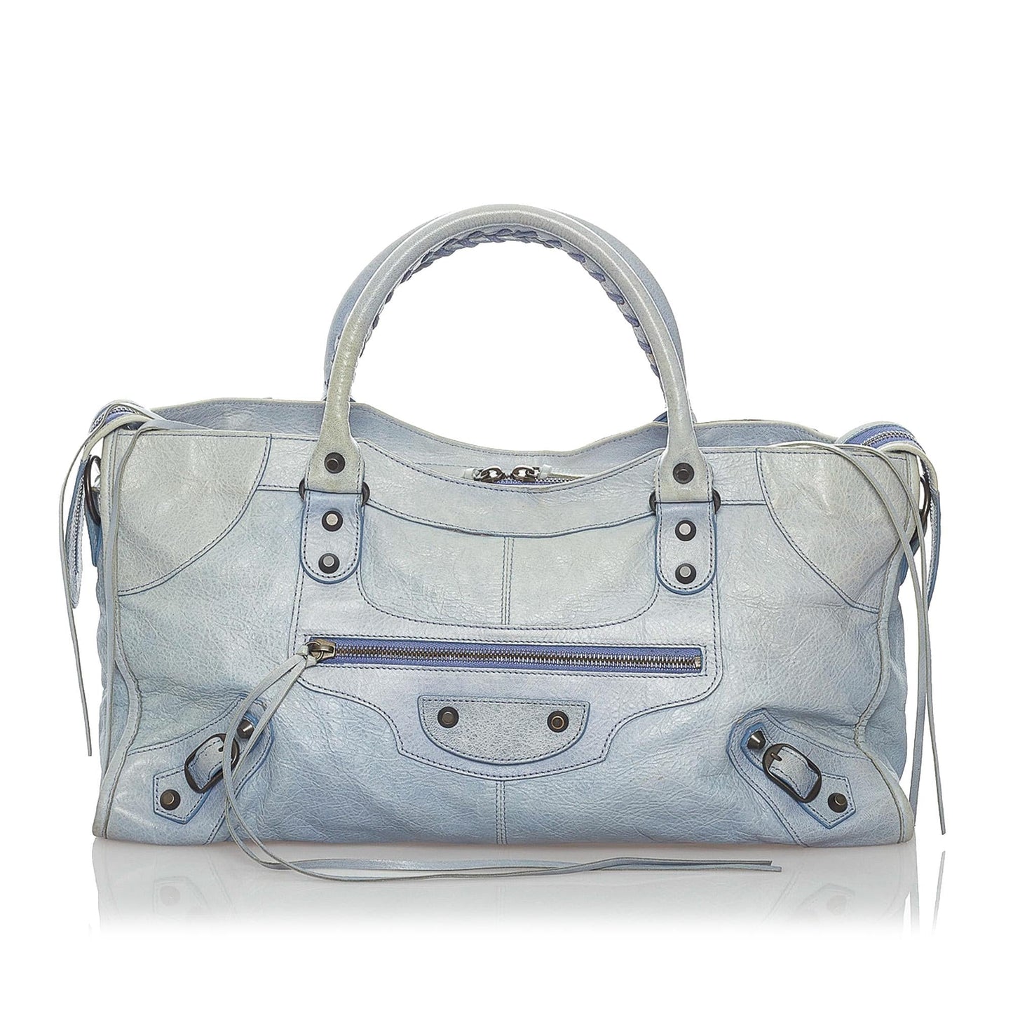 Luxury Balenciaga Motocross Classic Part Time Lambskin Leather Satchel (SHG-30377)