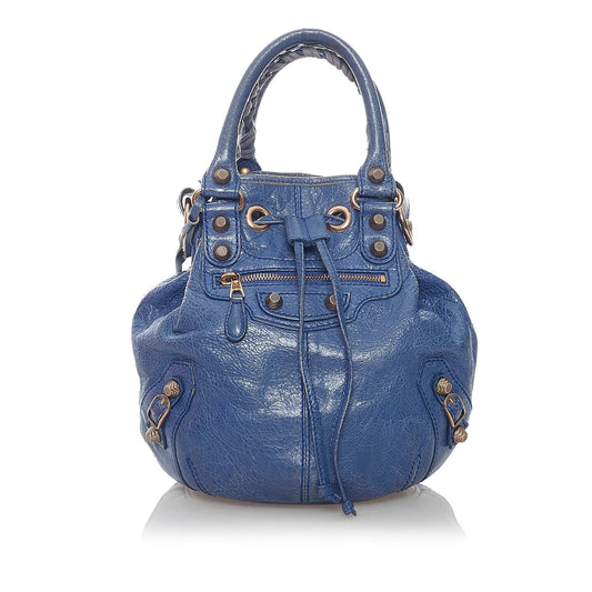 Luxury Balenciaga Motocross Classic Pompon Satchel (SHG-29892)