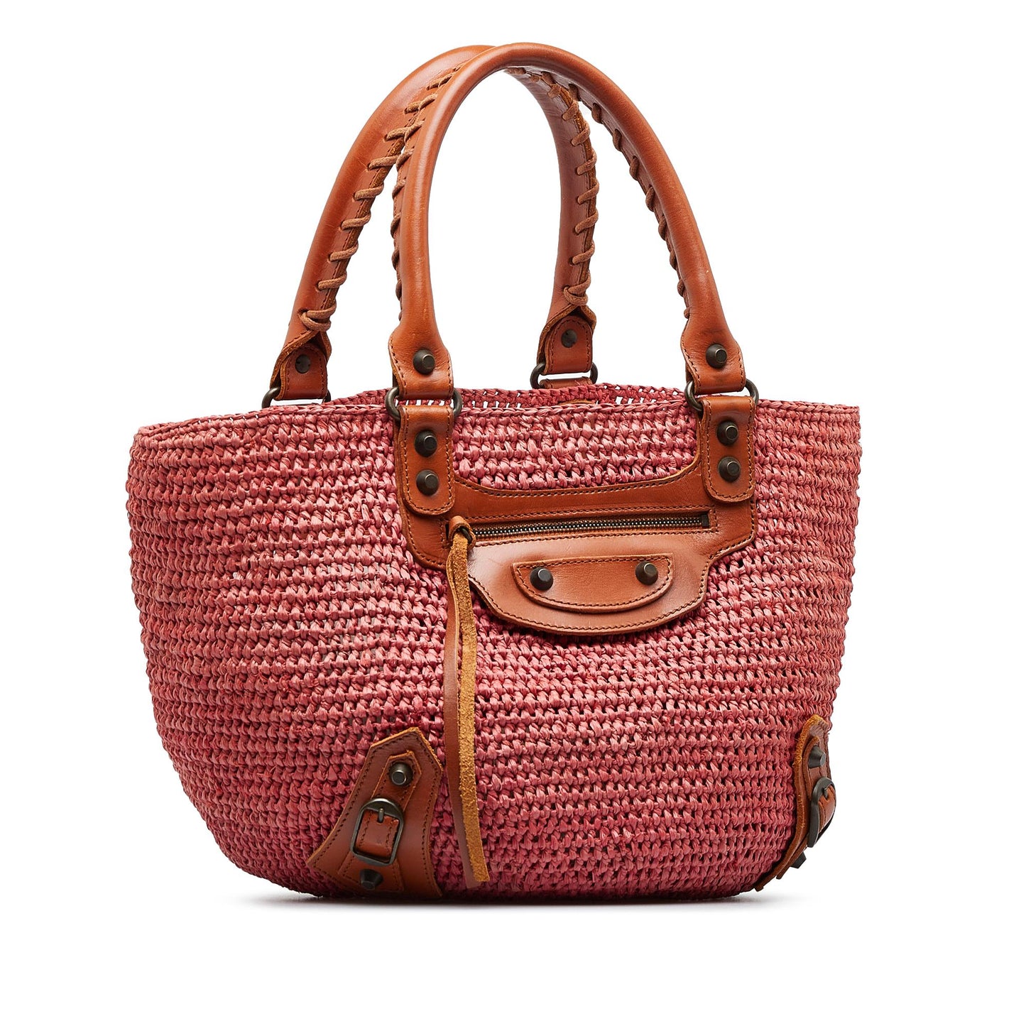 Luxury Balenciaga Motocross Classic Raffia Panier Handbag (SHG-DkYaYu)