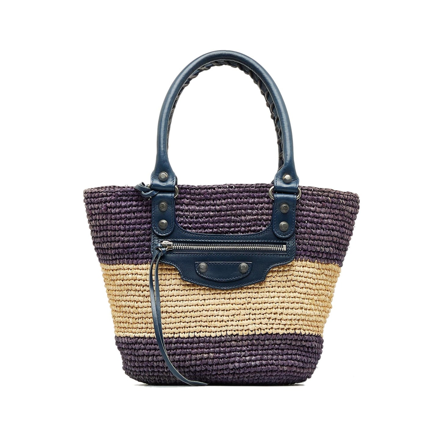 Luxury Balenciaga Motocross Classic Raffia Panier Handbag (SHG-AcdCnl)