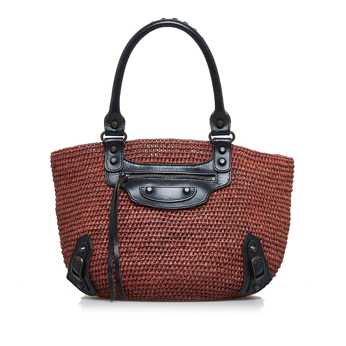 Luxury Balenciaga Motocross Classic Raffia Panier Tote (SHG-u1DpE5)