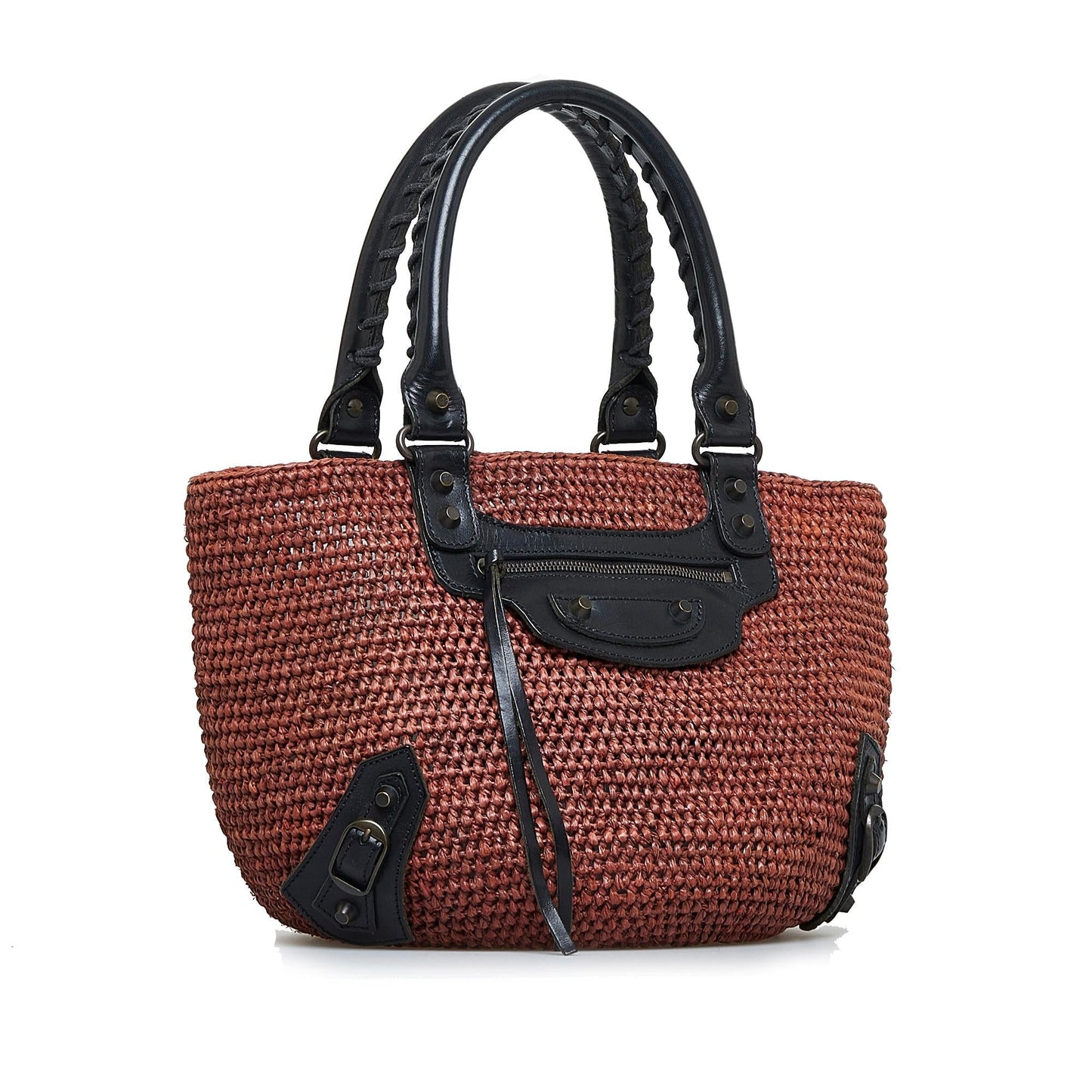 Luxury Balenciaga Motocross Classic Raffia Panier Tote (SHG-u1DpE5)
