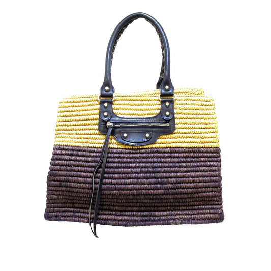 Luxury Balenciaga Motocross Classic Raffia Tote Bag (SHG-37719)