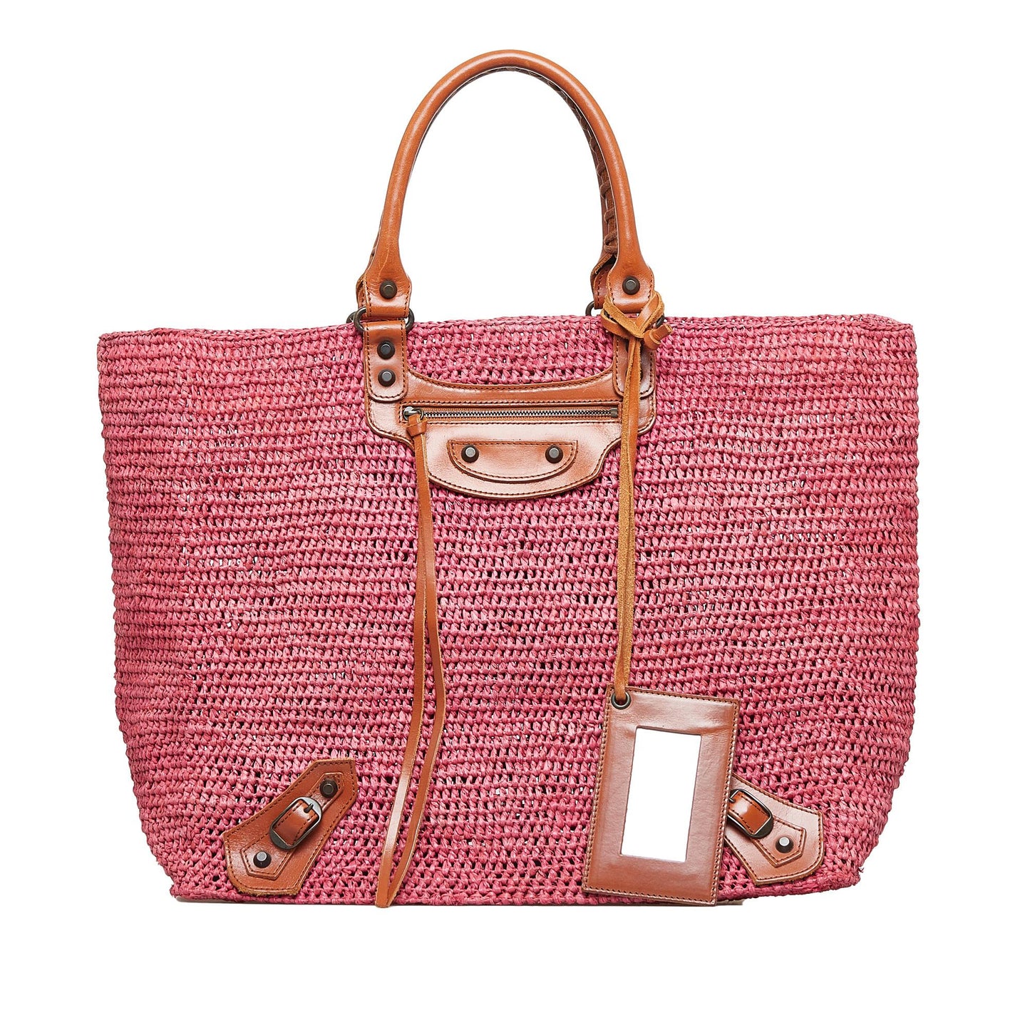 Luxury Balenciaga Motocross Classic Raffia Tote (SHG-XaZ3ub)