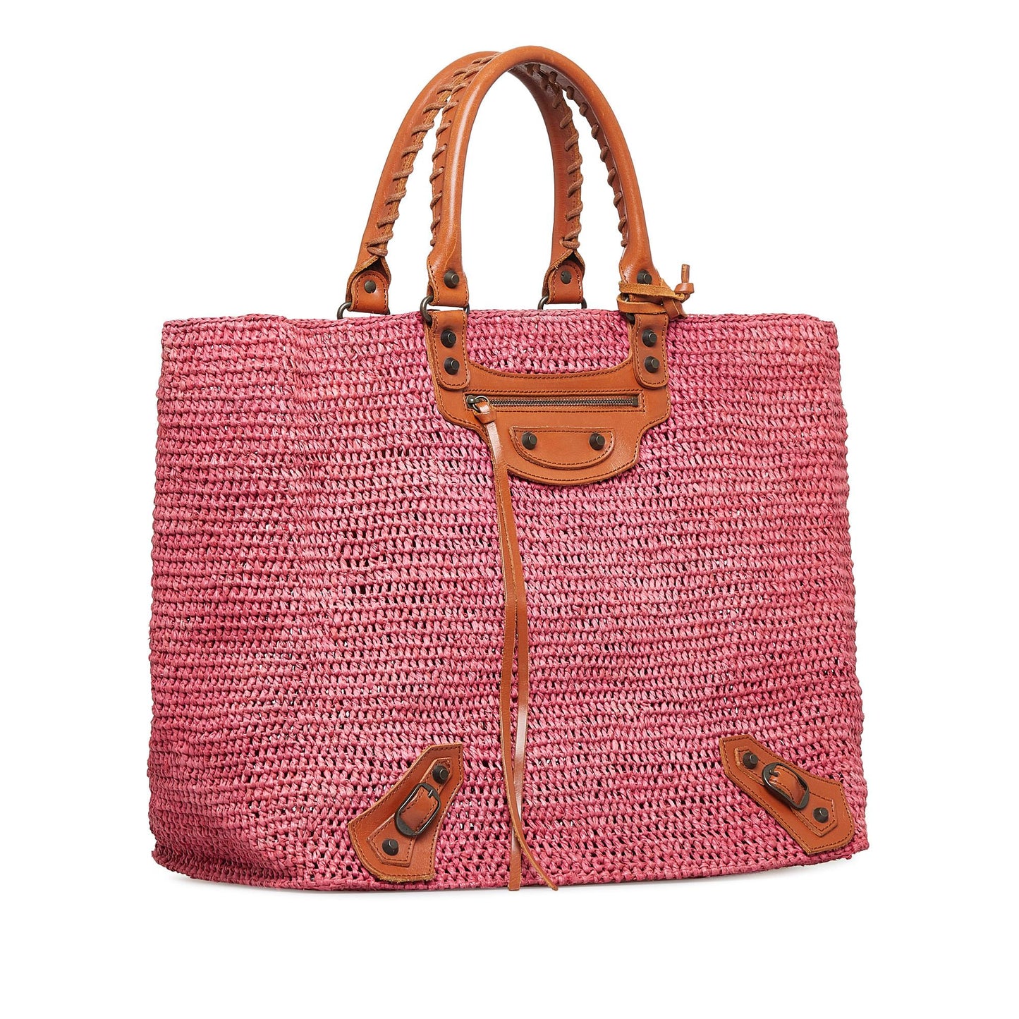 Luxury Balenciaga Motocross Classic Raffia Tote (SHG-XaZ3ub)