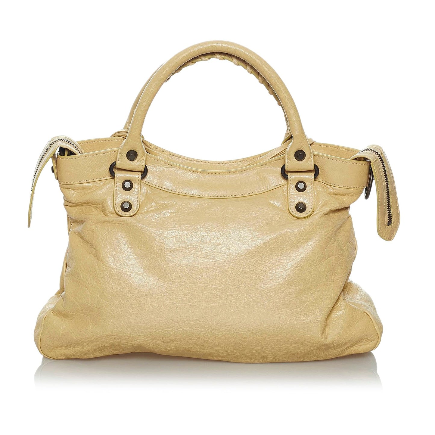 Luxury Balenciaga Motocross Classic Town Lambskin Leather Satchel (SHG-33928)