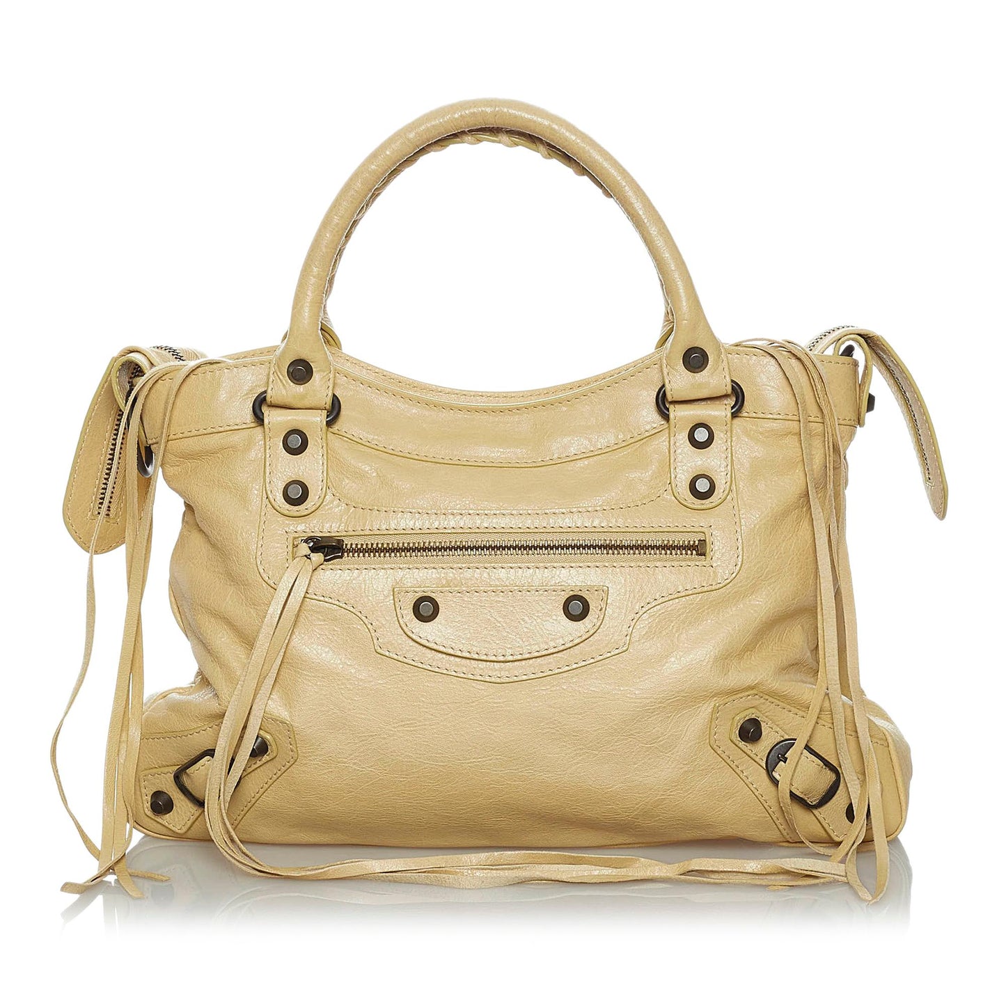 Luxury Balenciaga Motocross Classic Town Lambskin Leather Satchel (SHG-33928)