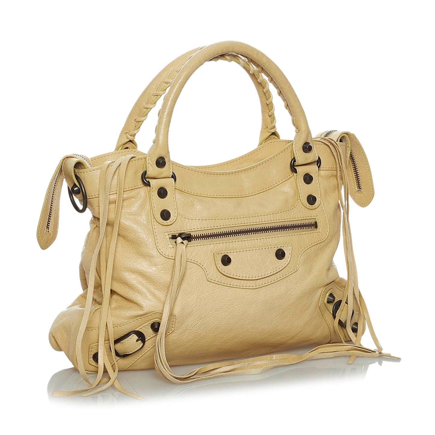 Luxury Balenciaga Motocross Classic Town Lambskin Leather Satchel (SHG-33928)