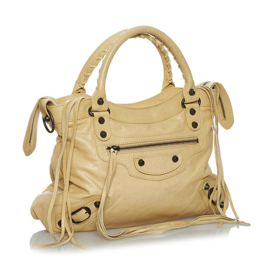 Luxury Balenciaga Motocross Classic Town Lambskin Leather Satchel (SHG-33928)