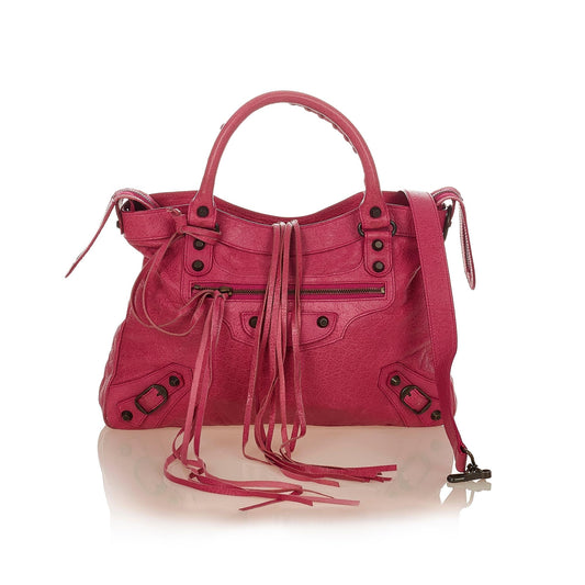 Luxury Balenciaga Motocross Classic Town Leather Satchel (SHG-25930)
