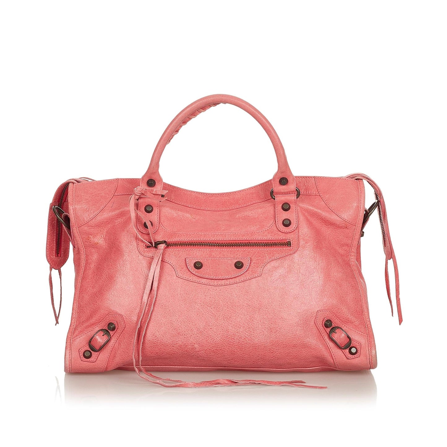 Luxury Balenciaga Motocross Classic Town Leather Satchel (SHG-26481)