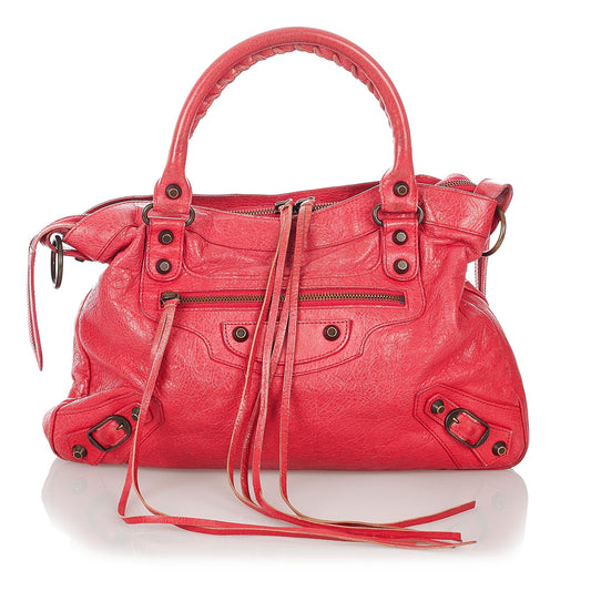 Luxury Balenciaga Motocross Classic Town Leather Satchel (SHG-26839)