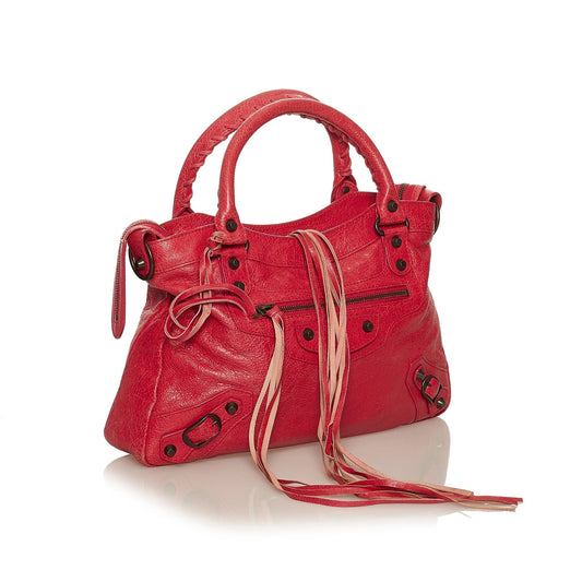Luxury Balenciaga Motocross Classic Town Leather Satchel (SHG-29401)