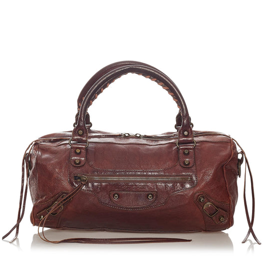 Luxury Balenciaga Motocross Classic Twiggy Leather Satchel (SHG-27417)