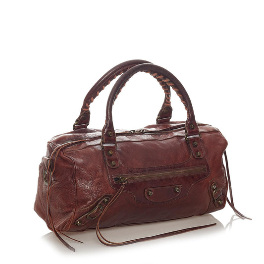 Luxury Balenciaga Motocross Classic Twiggy Leather Satchel (SHG-27417)