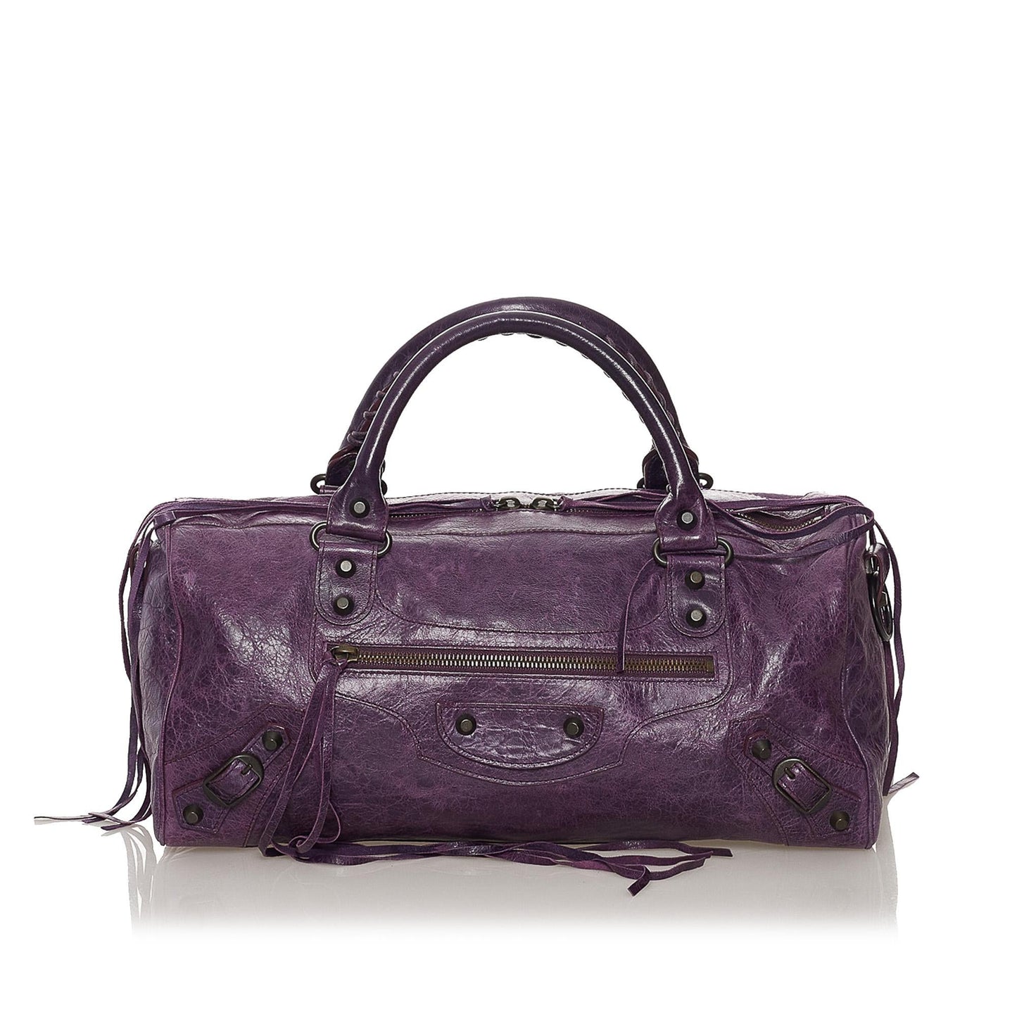 Luxury Balenciaga Motocross Classic Twiggy Leather Satchel (SHG-32992)