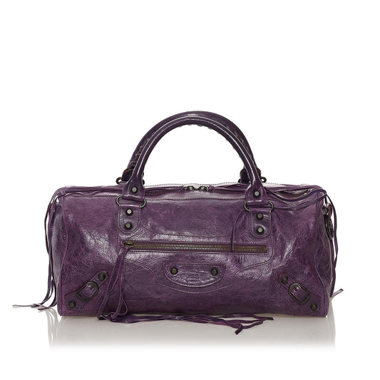 Luxury Balenciaga Motocross Classic Twiggy Leather Satchel (SHG-32992)