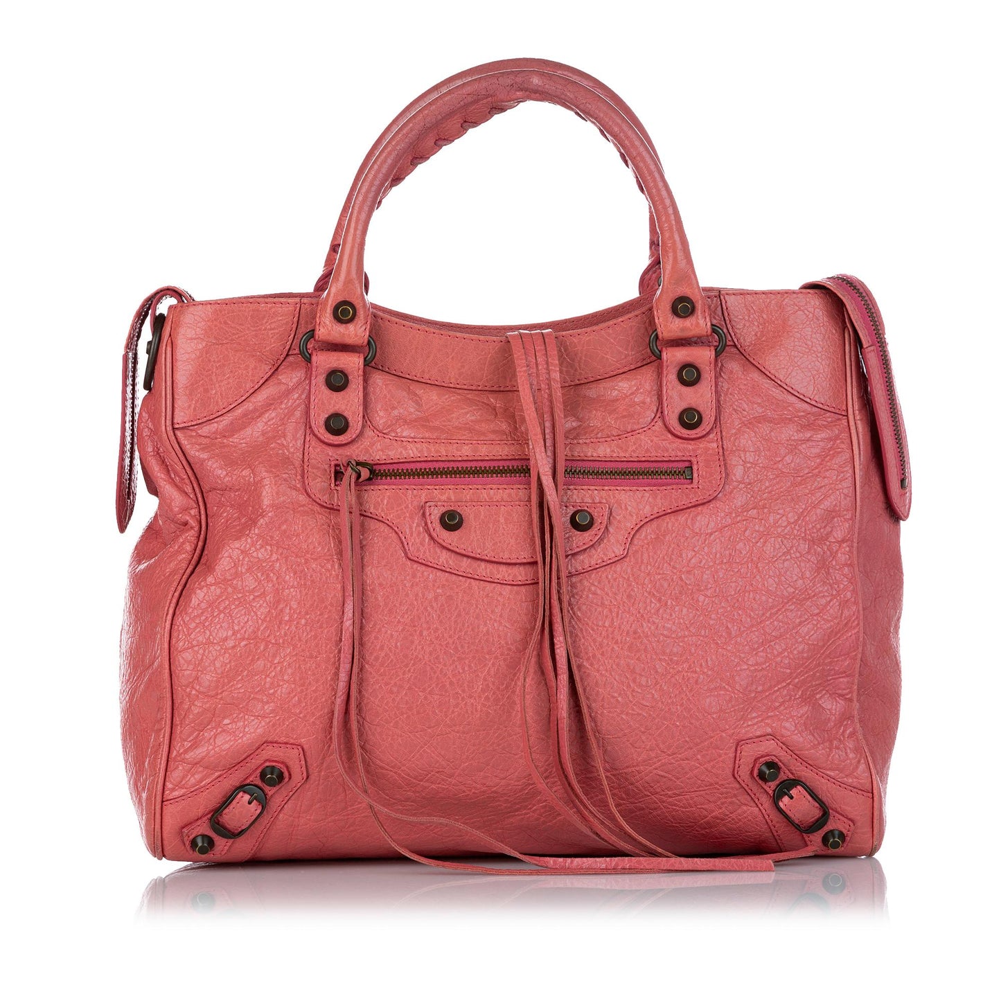 Luxury Balenciaga Motocross Classic Velo Lambskin Leather Satchel (SHG-26682)
