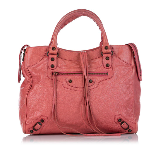Luxury Balenciaga Motocross Classic Velo Lambskin Leather Satchel (SHG-26682)