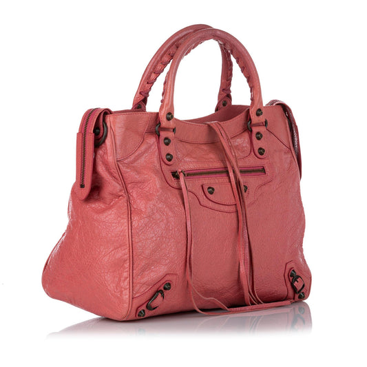 Luxury Balenciaga Motocross Classic Velo Lambskin Leather Satchel (SHG-26682)