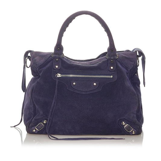 Luxury Balenciaga Motocross Classic Velo Velvet Satchel (SHG-27829)
