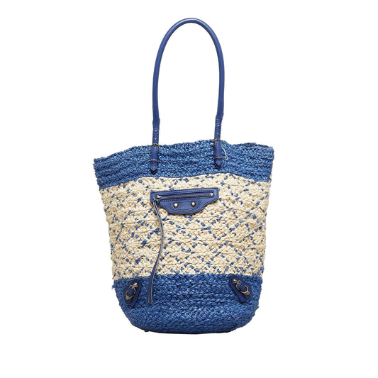 Luxury Balenciaga Motocross Panier Raffia Tote (SHG-Rpvzcu)
