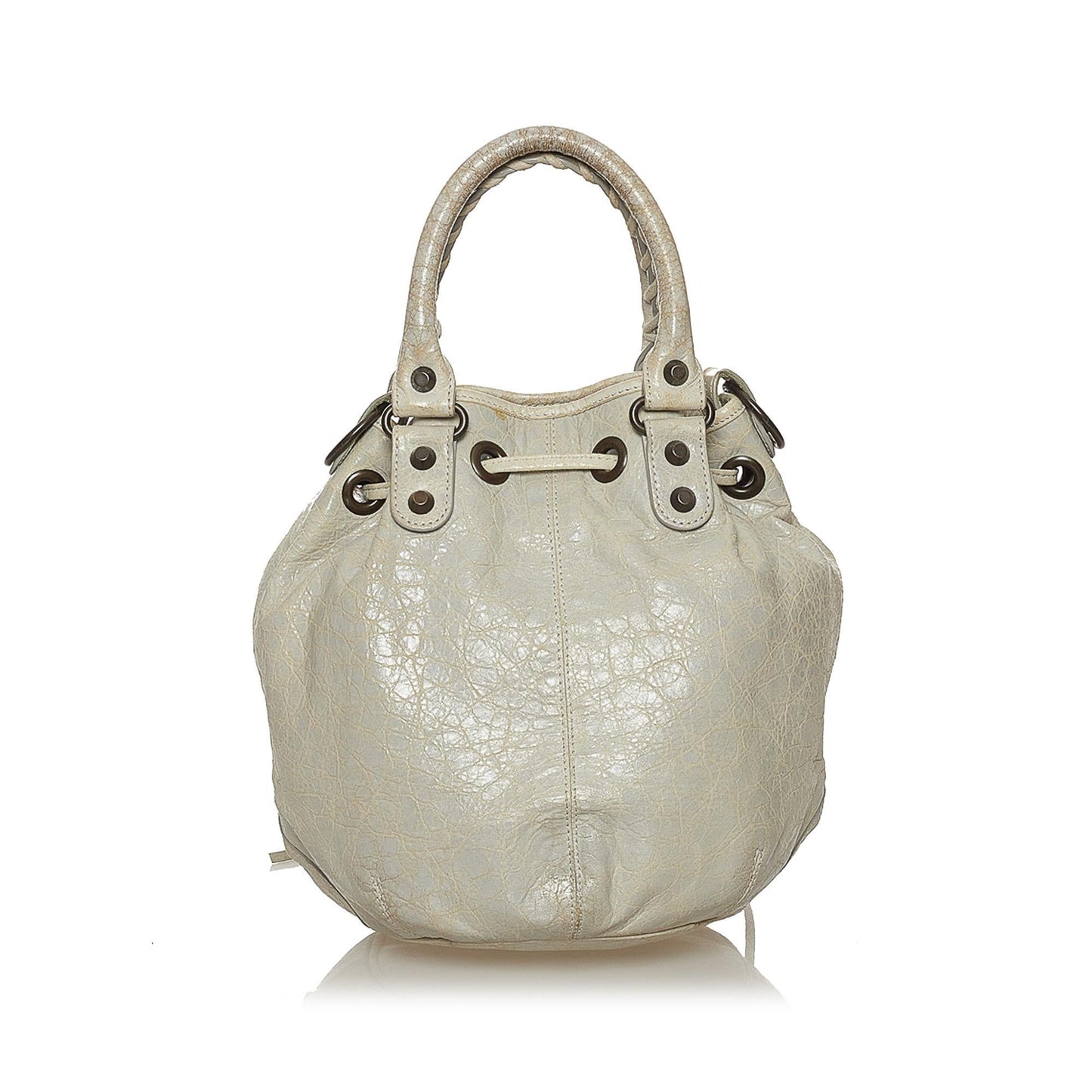 Luxury Balenciaga Motocross Pom Pom Leather Satchel (SHG-28569)