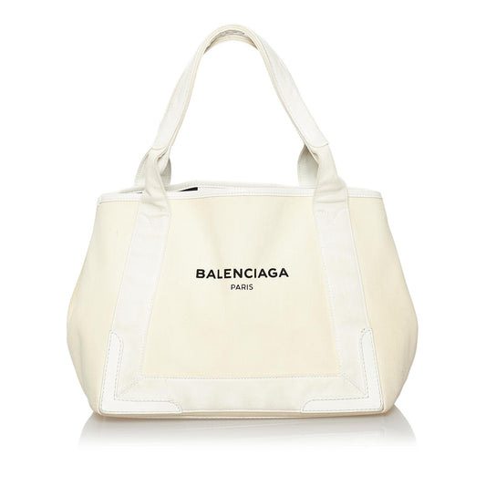 Luxury Balenciaga Navy Cabas S Canvas Tote Bag (SHG-29833)