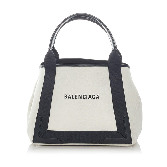 Luxury Balenciaga Navy Cabas S Canvas Tote Bag (SHG-32033)