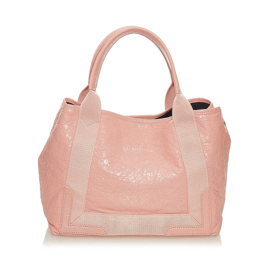 Luxury Balenciaga Navy Cabas S Leather Tote Bag (SHG-27677)