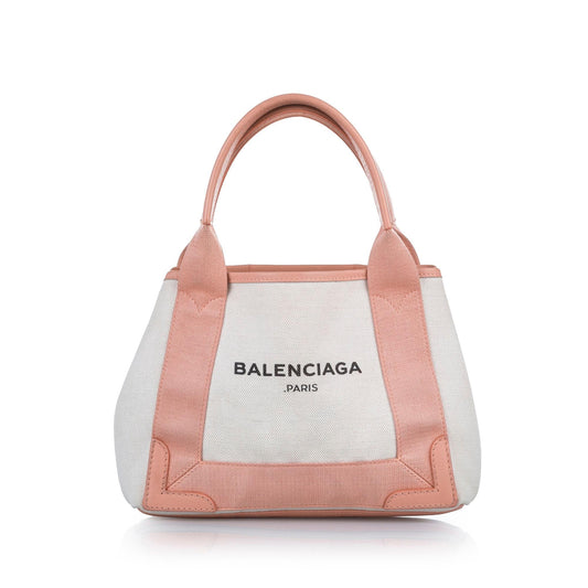 Luxury Balenciaga Navy Cabas XS Canvas Satchel (SHG-24720)