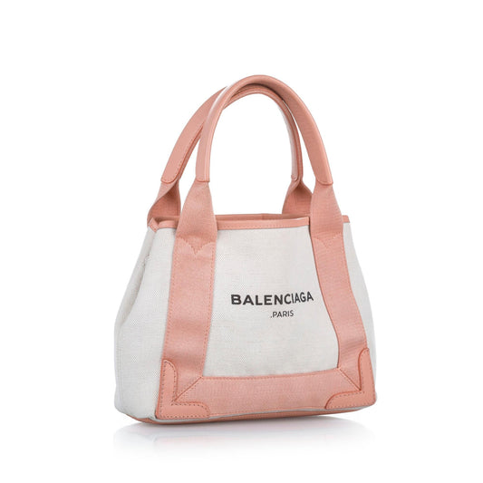 Luxury Balenciaga Navy Cabas XS Canvas Satchel (SHG-24720)