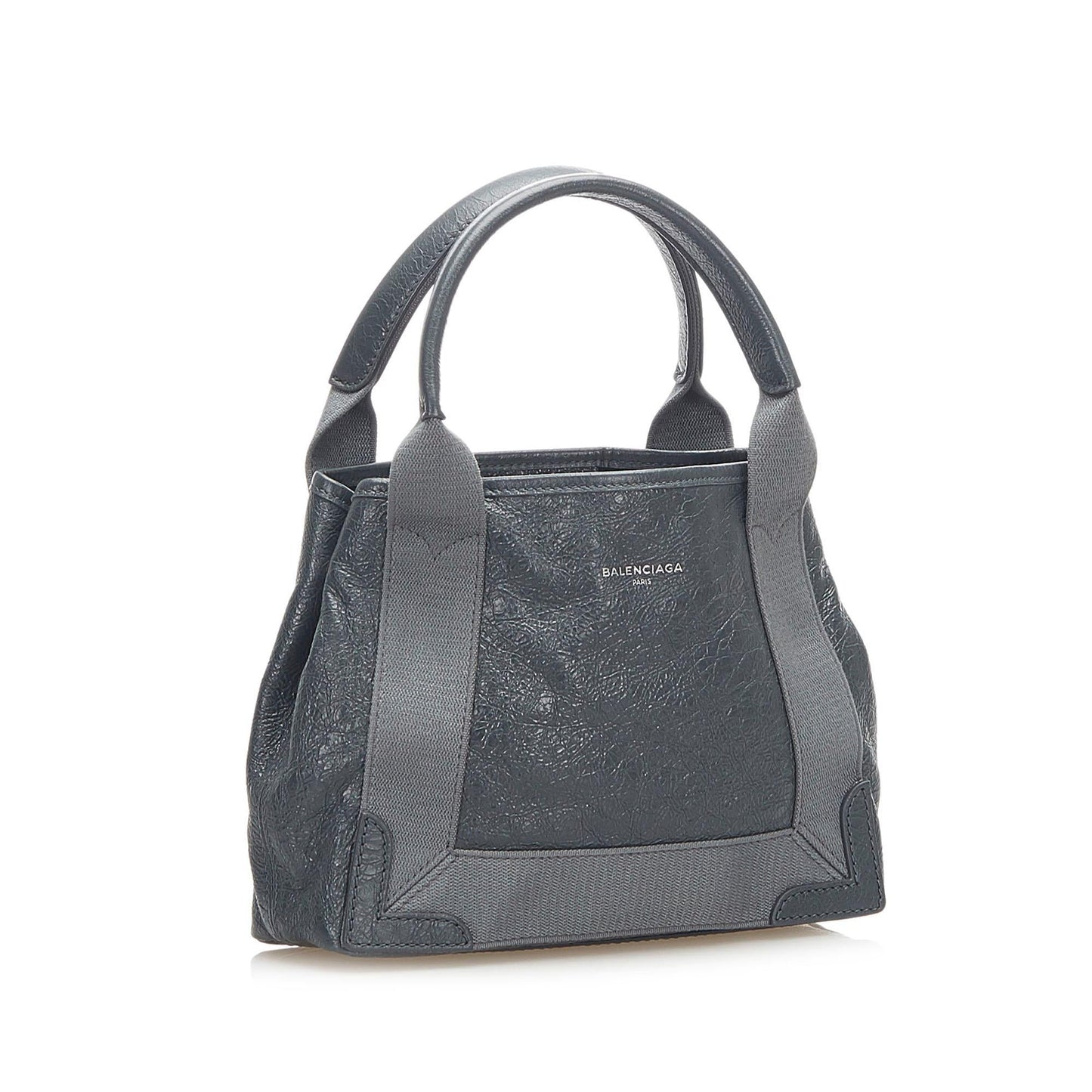 Luxury Balenciaga Navy Cabas XS Leather Satchel (SHG-24885)