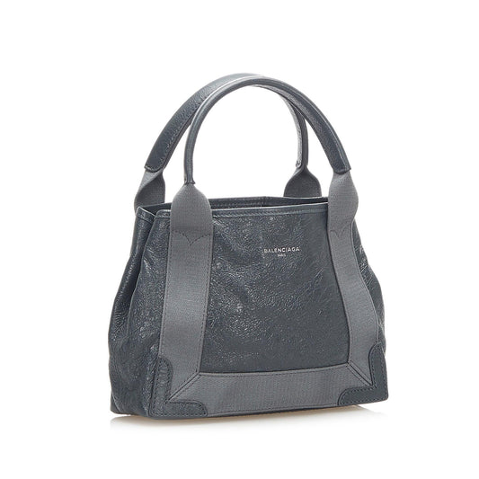 Luxury Balenciaga Navy Cabas XS Leather Satchel (SHG-24885)