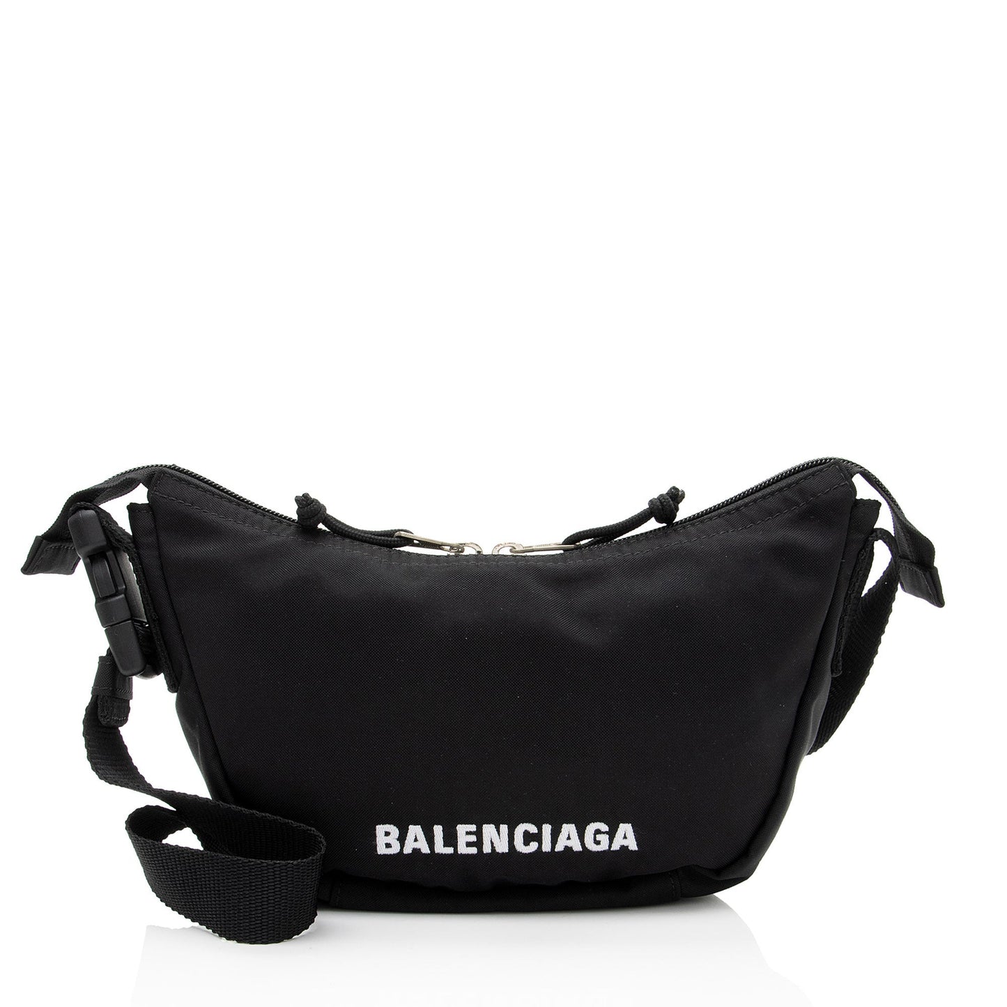 Luxury Balenciaga Recycled Nylon Logo Wheel Shoulder Bag (SHF-YKqW3c)