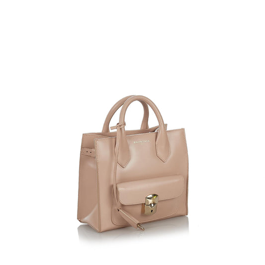 Luxury Balenciaga Padlock All Afternoon Leather Satchel (SHG-26768)