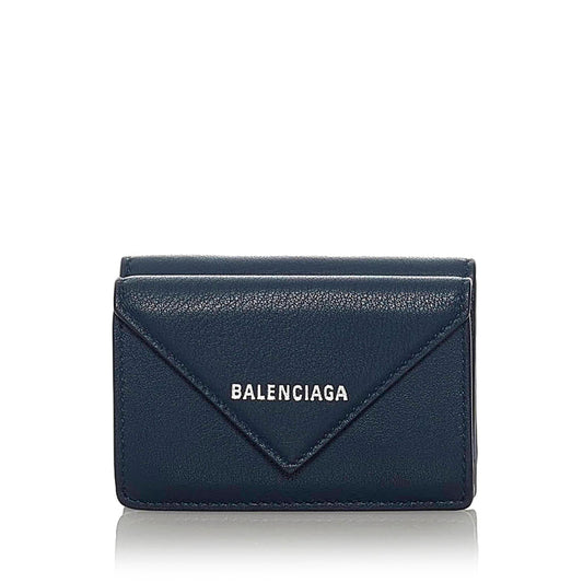 Luxury Balenciaga Papier Leather Compact Wallet (SHG-28598)