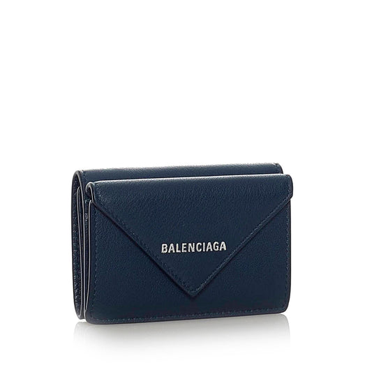 Luxury Balenciaga Papier Leather Compact Wallet (SHG-28598)