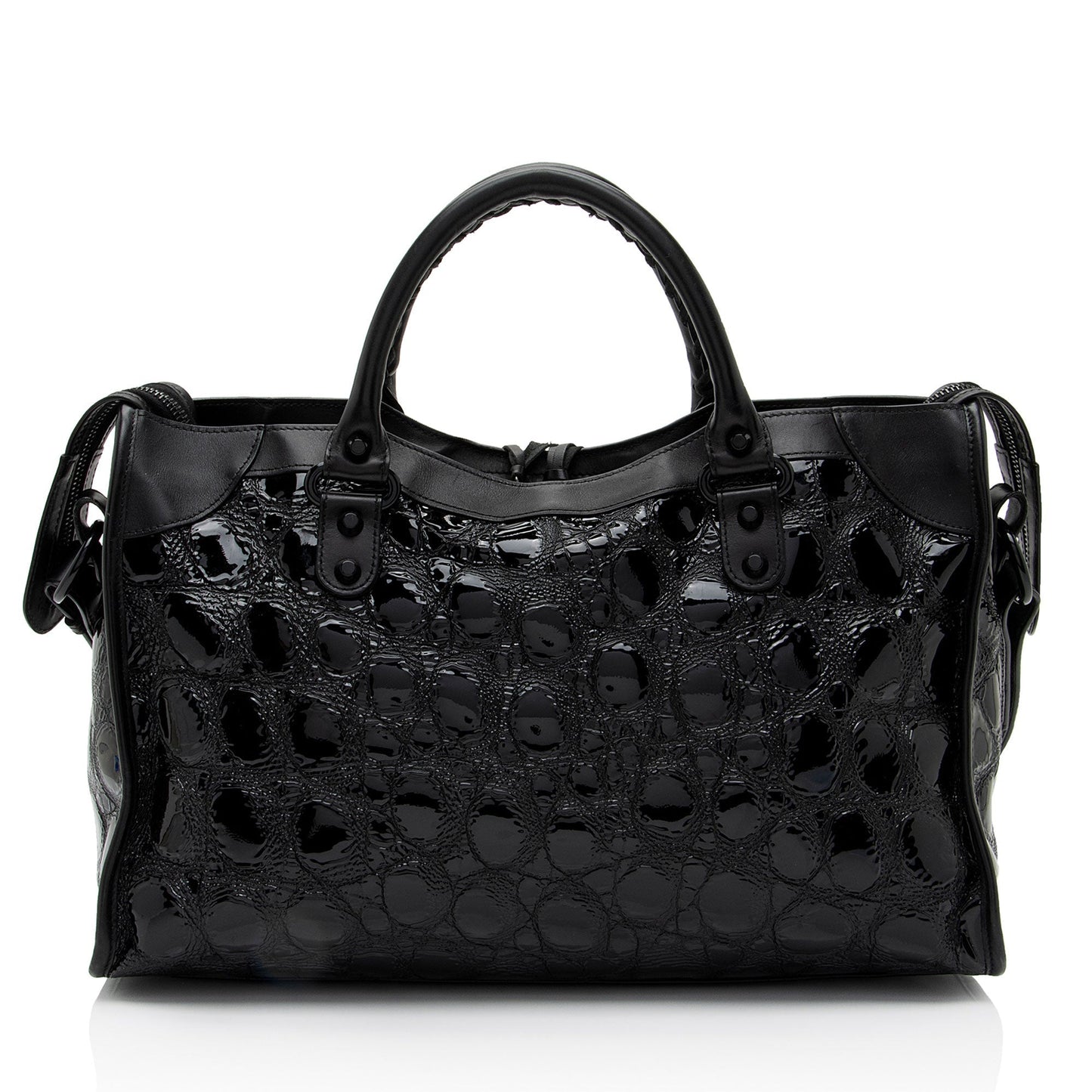 Luxury Balenciaga Patent Embossed Leather Classic City Satchel (SHF-RmwiHx)